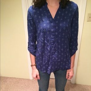 Blue western print blouse - very cute